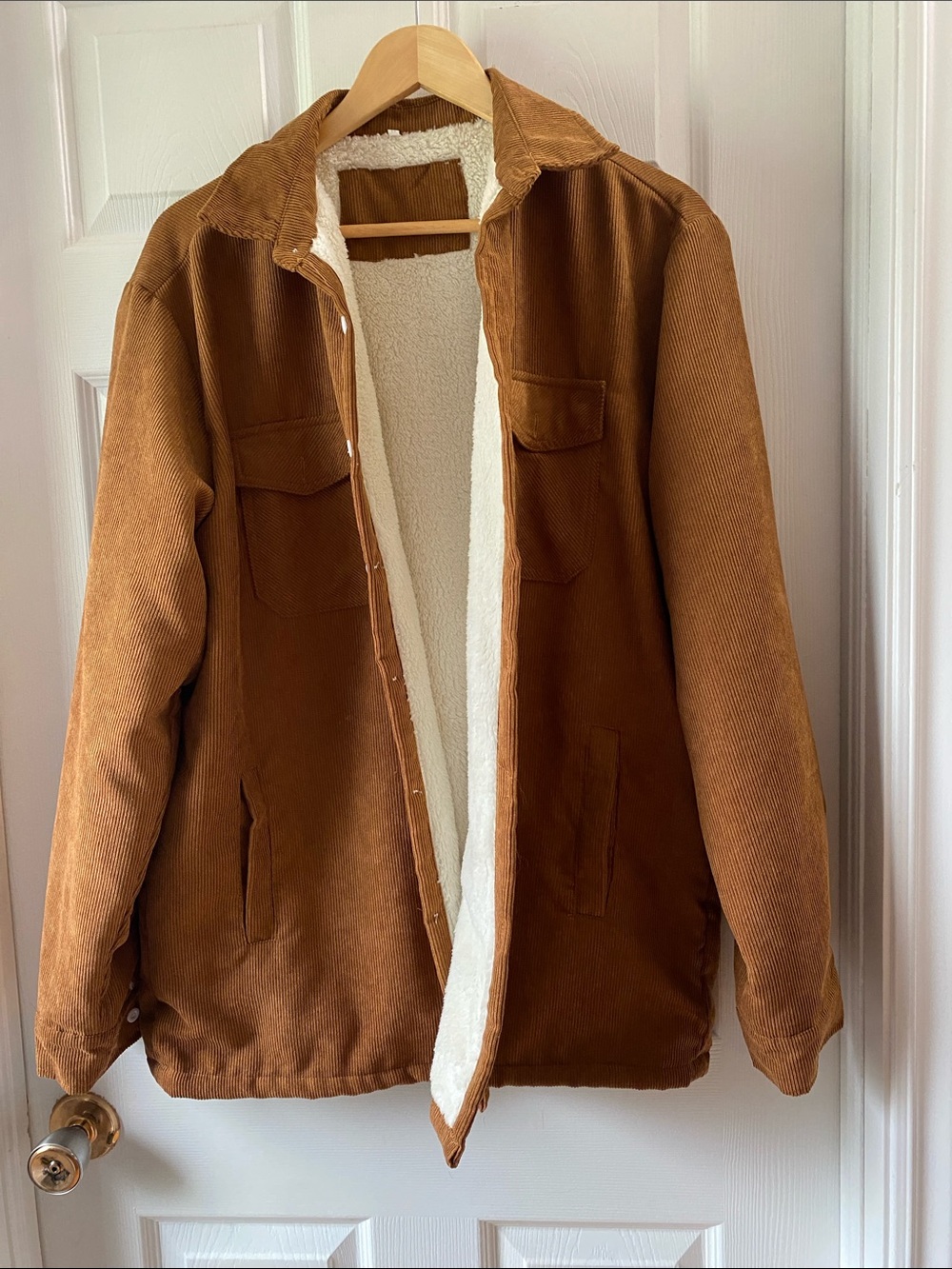 Men's Sherpa-Lined Corduroy Jacket - Brown
